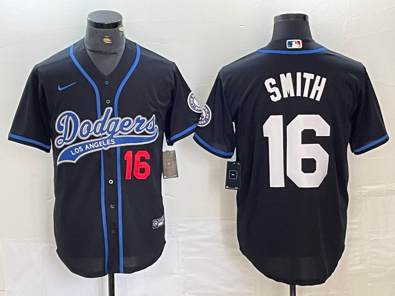 Men's Los Angeles Dodgers Will Smith #16 Black Jersey Joint Edition